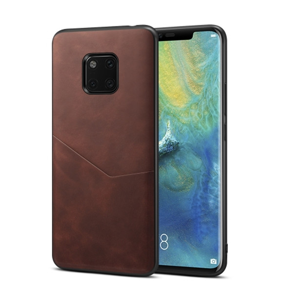 For Huawei Mate 20 Pro Skin Feel PU + TPU Protective Case with Card Slot(Brown)