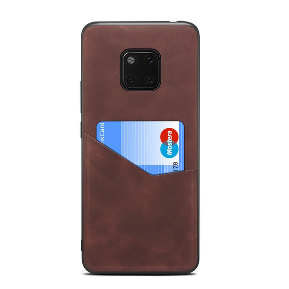 For Huawei Mate 20 Pro Skin Feel PU + TPU Protective Case with Card Slot(Brown)