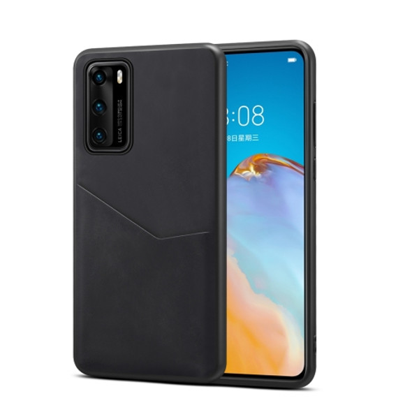 For Huawei P40 Skin Feel PU + TPU Protective Case with Card Slot(Black)