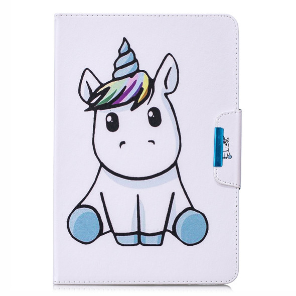For 8 inch Tablet PC Universal Colored Drawing Horizontal Flip PU Leather Case with Holder & Card Slots(Unicorn)