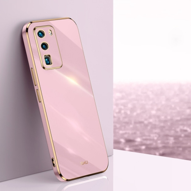 For Huawei P40 XINLI Straight 6D Plating Gold Edge TPU Shockproof Case(Cherry Purple)