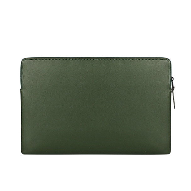 ND09 Laptop Thin and Light PU Liner Bag, Size:14.1-15.4 inch(ArmyGreen)