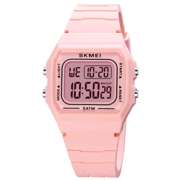 SKMEI 1683 Dual Time LED Digital Display Luminous Silicone Strap Electronic Watch(Pink)