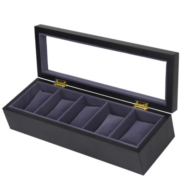 5 Bits Matte Paint Wooden Watch Box Painted Watch Storage Box(Black)