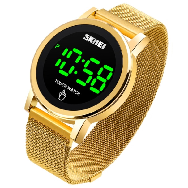 SKMEI 1668 Round Dial LED Digital Display Electronic Watch with Touch Luminous Button(Gold)