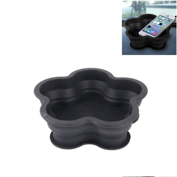 Flower Shape Style Scalable Silicone Storage Box For Vehicle And House(Black)