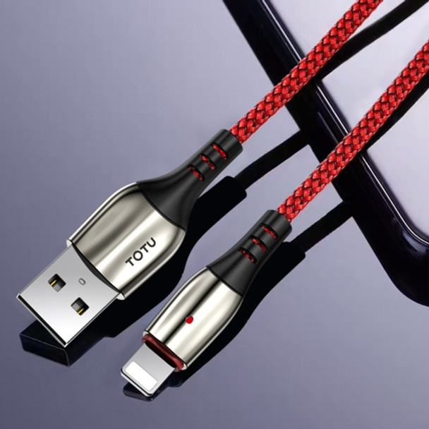 TOTUDESIGN BL-002 Bright Sereis 3A USB to 8 Pin Fast Charging Data Sync Cable, Length: 1.2m(Red)