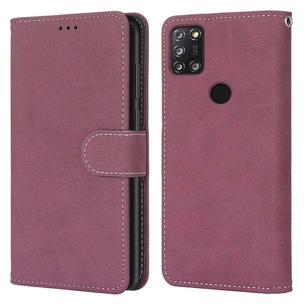 For Alcatel 3X (2020) Retro Frosted Horizontal Flip PU Leather Case with Holder & Card Slots & Wallet & Photo Frame(Rose Red)