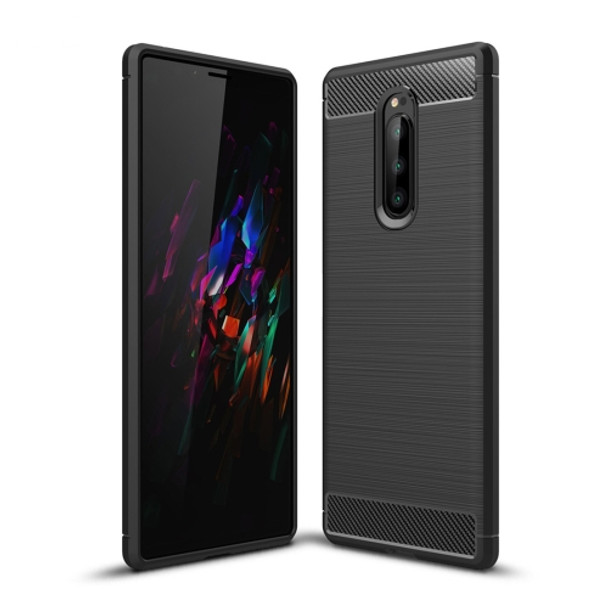 Brushed Texture Carbon Fiber Shockproof TPU Case for Sony Xperia XZ4 / Xperia 1 (Black)