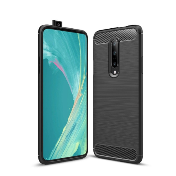 Brushed Texture Carbon Fiber Shockproof TPU Case for OnePlus 7 (Black)