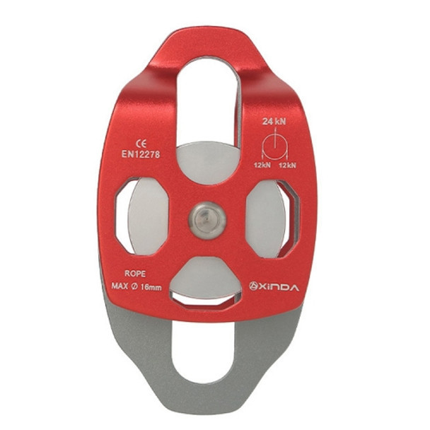 XINDA XD-8613 Outdoor Rock Climbing Jungle Rope Overhead Crossing Side Plate Double Pulley(Red )