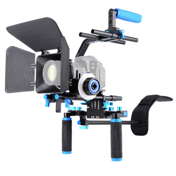 YELANGU D102 Dual-Handle Camera Shoulder Rig Mount Kit with Matte Box & Follow Focus