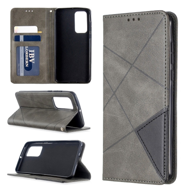 For Huawei P40 Rhombus Texture Horizontal Flip Magnetic Leather Case with Holder & Card Slots & Wallet(Grey)