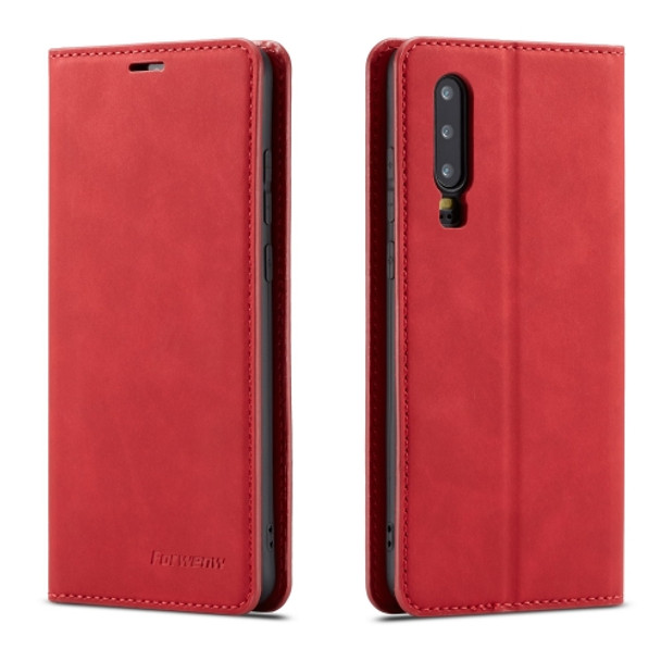 For Huawei P30 Forwenw Dream Series Oil Edge Strong Magnetism Horizontal Flip Leather Case with Holder & Card Slots & Wallet & Photo Frame(Red)