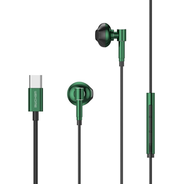 WK SHQ Series YC03 USB-C / Type-C Music Wired Earphone (Green)