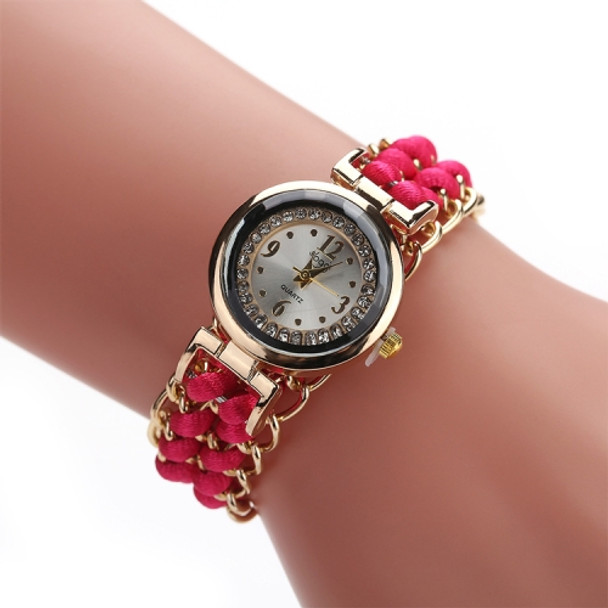 Sloggi 377 Women Knitting Rope Chain Quartz Wrist Watch(Rose Red)