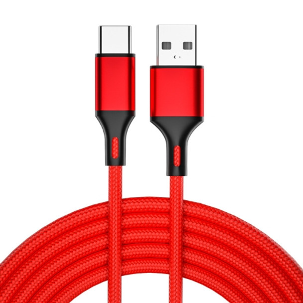 4 PCS 2.4A USB-C / Type-C to USB Braided Fast Charging Sync Data Cable, Length: 1m (Red)