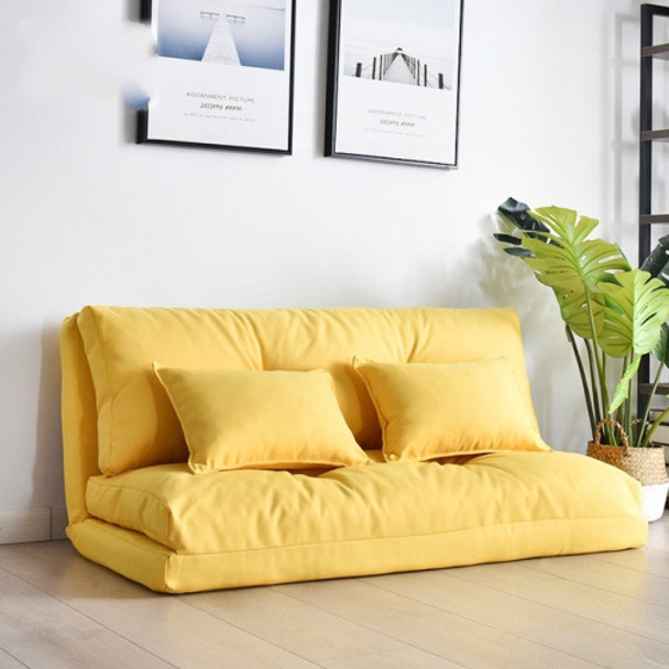 Double-purpose Small Apartment Bedroom Multi-functional Folding Lazy Little Sofa Bed(120cm Bright Yellow)