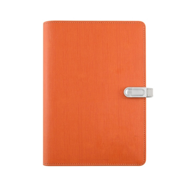 A5 Three-Dimensional Leather Pattern Notebook Set With 16GB U Disk, Specification: U Disk Style(Orange)