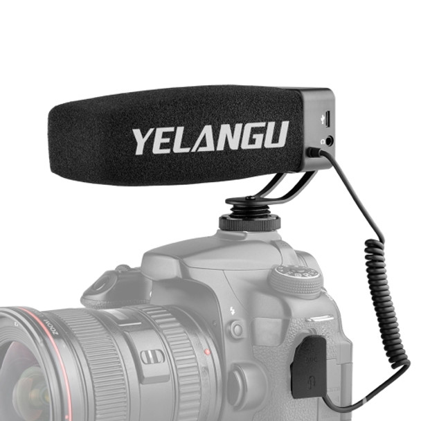 YELANG MIC09 Shotgun Gain Condenser Broadcast Microphone with Windshield for Canon / Nikon / Sony DSLR Cameras, Smartphones(Black)