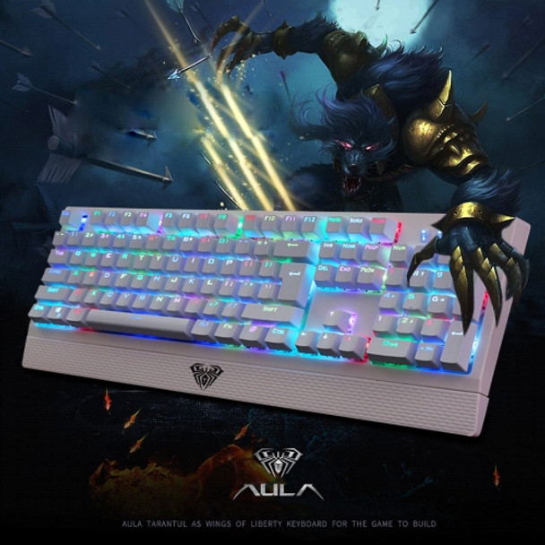 AULA Wings of Liberty Series RGB Light Backlit USB Wired Mechanical Axis Gaming Keyboard(White)