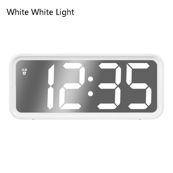 6508 Novelty Big Screen Electronic Clock Mirror LED Alarm Clock(White White Light)