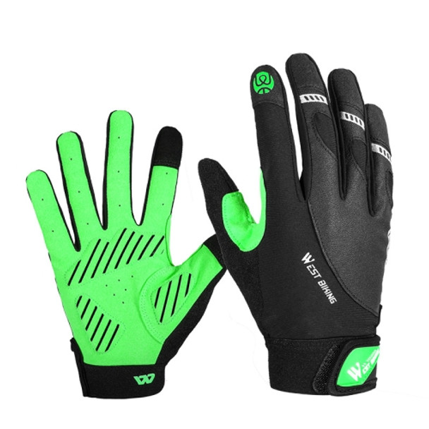 WEST BIKING YP0211209 Bicycle Gloves Shock Absorber Anti-Slip Touch Screen Glove, Size: L(Green Black)