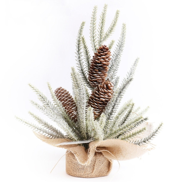 SYAF19 33cm Christmas Decorations Snow PE Mini Christmas Tree Plant(Pine Cones)