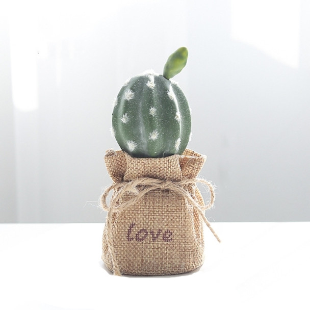 Simulation Cactus Plant Potted Letters Linen Desktop Ornaments(Prickly Pear B)