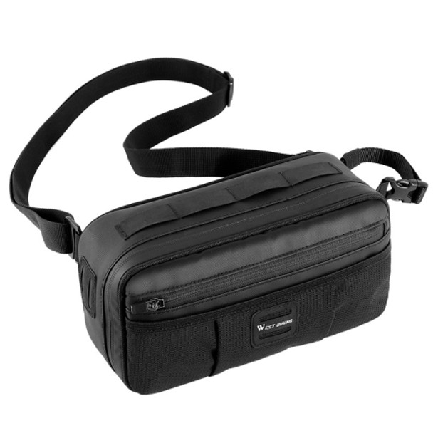 WEST BIKING 3L Bicycle Front Beam/Saddle Tail Bag Riding Diagonal Belt Bag(Black)