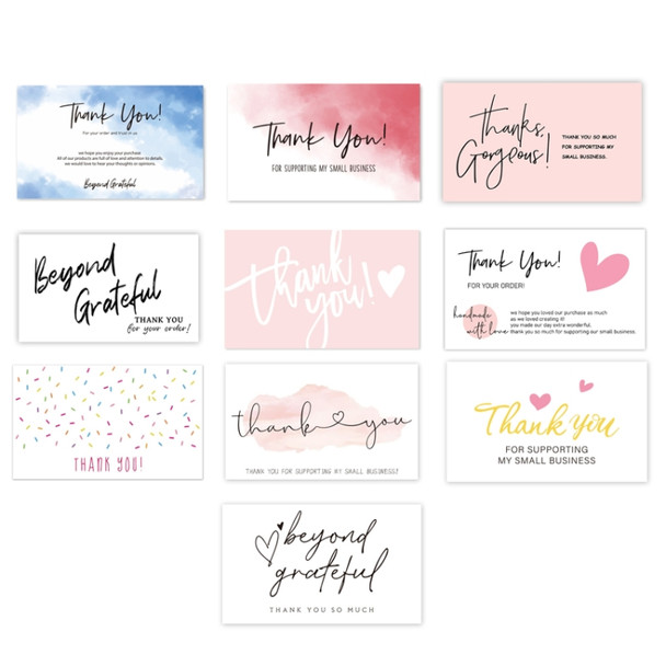 200 PCS Coated Paper Thank You Card Gift Card Packaging English Card(Q20)