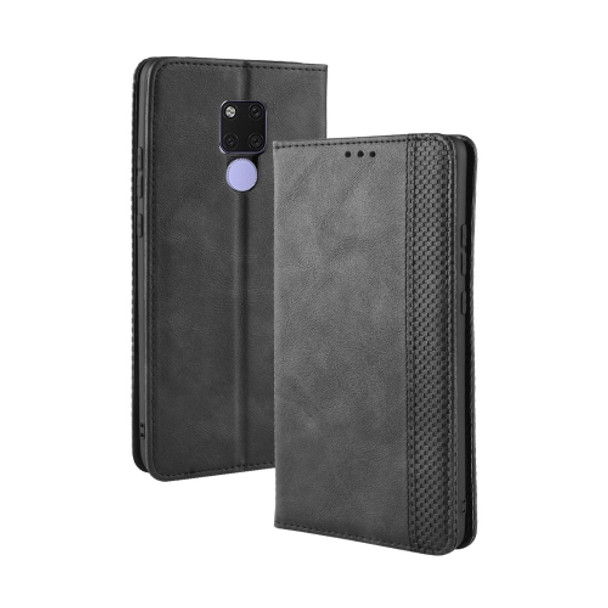 Magnetic Buckle Retro Texture Horizontal Flip Leather Case for Huawei Mate 20 X, with Holder & Card Slots & Wallet (Black)