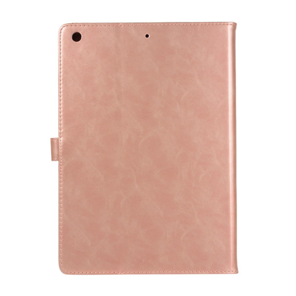 Crazy Horse Texture Horizontal Flip Leather Tablet Case with Buckle & Holder & Card Slots & Wallet & Photo Frame For iPad 10.2 2021 2020 2019 / 10.5(Rose Gold)