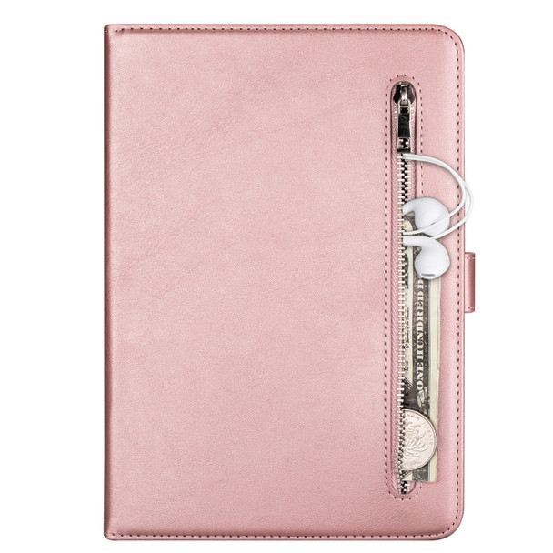 For iPad Pro 12.9(2020) / Pro 12.9(2018) Tablet Fashion Calf Texture Zipper Horizontal Flip Leather Tablet Case with Stand & Card Slots & Wallet & Wake-up / Sleep Function(Rose Gold)