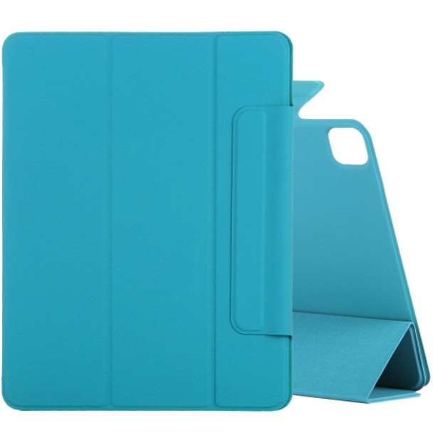 Horizontal Flip Ultra-thin Double-sided Clip Fixed Buckle Magnetic PU Leather Tablet Case With Three-folding Holder & Sleep / Wake-up Function For iPad Pro 12.9 inch (2020)(Sky Blue)