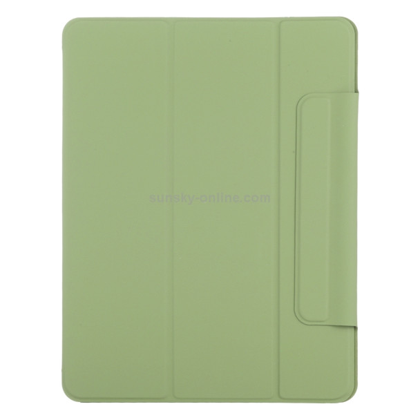 Horizontal Flip Ultra-thin Double-sided Clip Fixed Buckle Magnetic PU Leather Tablet Case With Three-folding Holder & Sleep / Wake-up Function For iPad Pro 12.9 inch (2020)(Grass Green)