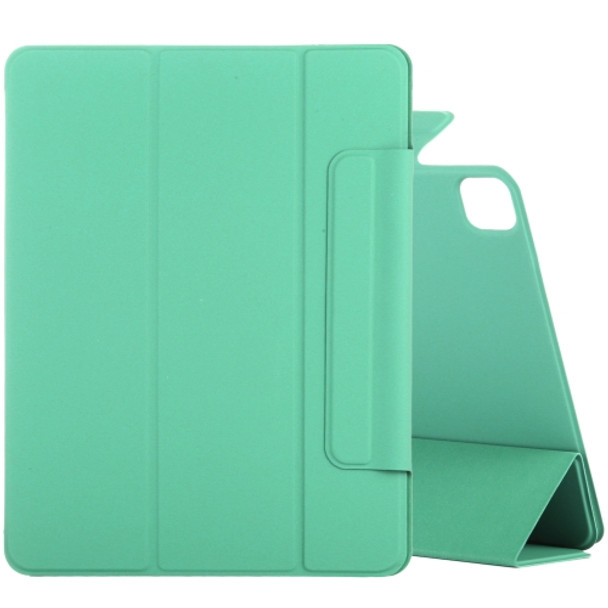 Horizontal Flip Ultra-thin Double-sided Clip Fixed Buckle Magnetic PU Leather Tablet Case With Three-folding Holder & Sleep / Wake-up Function For iPad Pro 12.9 inch (2020)(Light Green)