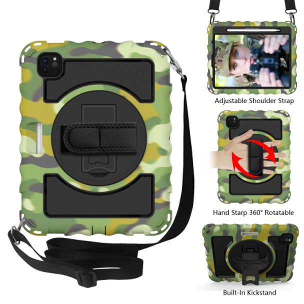 For iPad Pro 11 (2020) PC + Silicone Shockproof Combination Tablet Case with 360 Degree Rotating Holder & Handle(Camouflage)