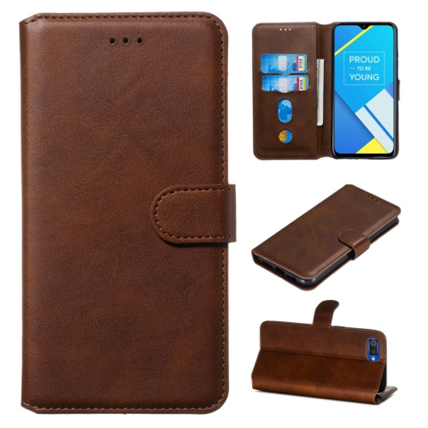 For OPPO A1k / Realme C2 Classic Calf Texture Horizontal Flip PU Leather Case, with Holder & Card Slots & Wallet(Brown)