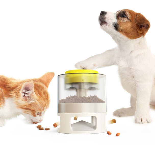 Dog Bowl Dog Toys Feeding Slow Food Catapult(Yellow + White)