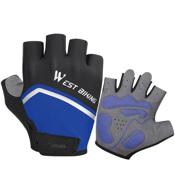 WEST BIKING YP0211222 Bicycle Riding Shock-Absorbing Half-Finger Gloves, Size: L(Black Blue)