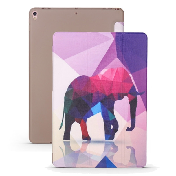 Elephant Pattern Horizontal Flip PU Leather Case for iPad Air 2019 / Pro 10.5 inch, with Three-folding Holder & Honeycomb TPU Cover
