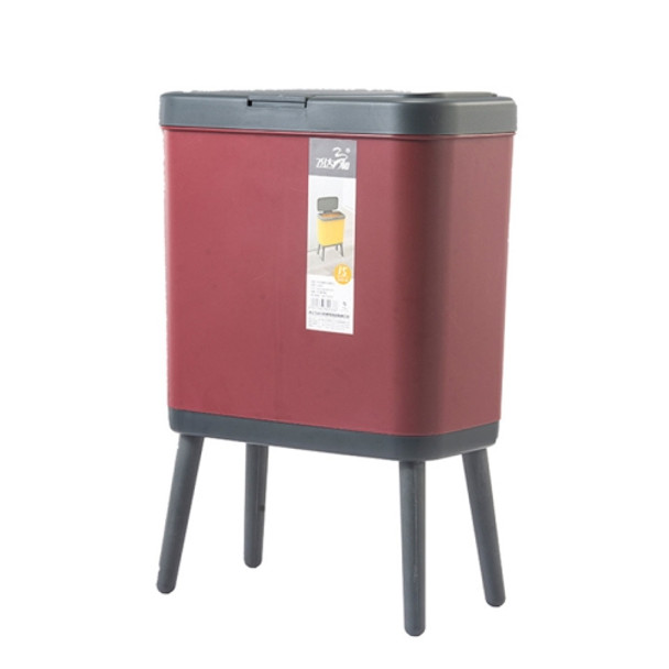 VitunHOO TG3450 Long Legs Trash Can Household Trash Can With Lid(Wine Red)