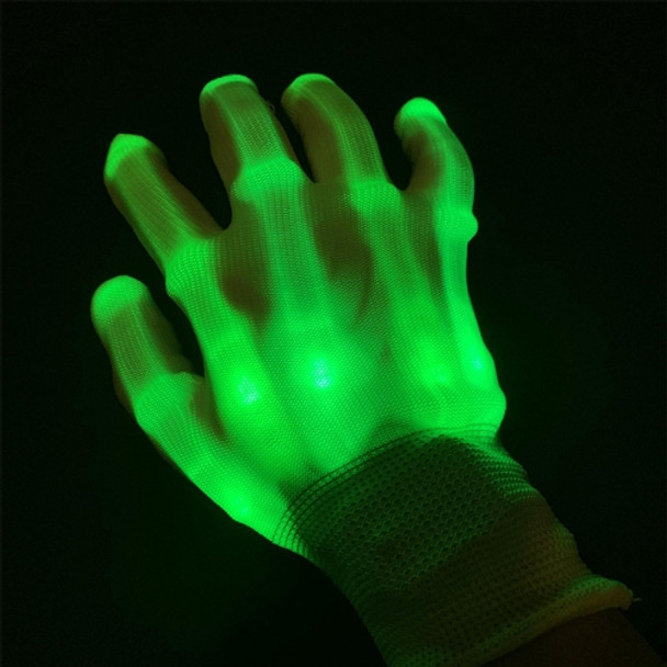 1 Pairs Hand Bones LED Glowing Gloves, Size: XL(Green)