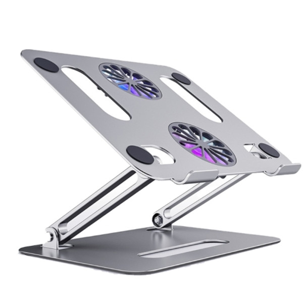 BONERUY P43F Aluminum Alloy Folding Computer Stand Notebook Cooling Stand, Colour: Silver with Type-C Cable