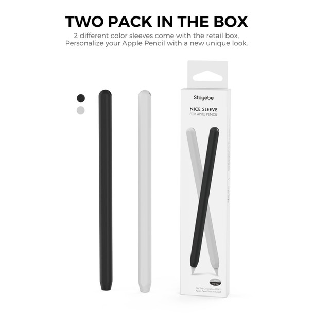 2 PCS / Set Stoyobe Silicone Protective Case Cover For Apple Pencil 2(White+Black)