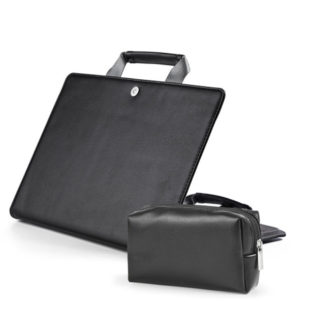 Book Style Laptop Protective Case Handbag For Macbook 15 inch(Black + Power Bag)