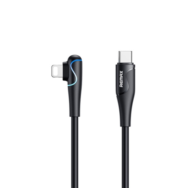 REMAX RC-192i Carrie Series PD 20W USB-C / Type-C to 8 Pin 90 Degree Elbow Fast Charging Gaming Data Cable, Cable Length: 1m(Black)