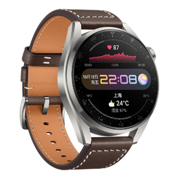 Original Huawei Watch 3 Pro 48mm GLL-AL01 1.43 inch AMOLED Touch Screen Bluetooth 5.2 5ATM Waterproof, Support Sleep Monitoring / Body Temperature Monitoring / eSIM Independent Call / NFC Payment (Fashion Brown Leather Strap)