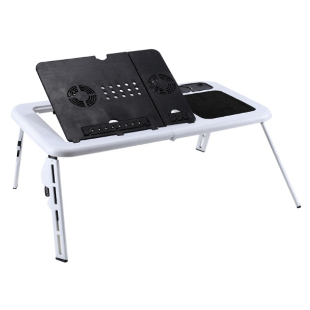 Portable Fold-able Adjustable High Laptop Desk  with Cooling Fan(White)